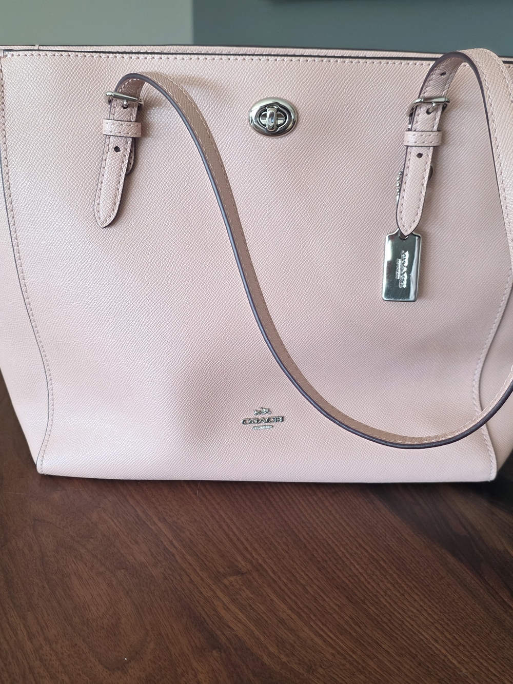 Coach Pebbled Leather Tote in Blush Pink